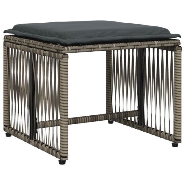 vidaXL 7-dielna záhradná jedálenská sada s podložkami sivá polyratan – Obrázok 4