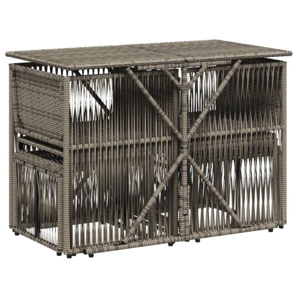 vidaXL 7-dielna záhradná jedálenská sada s podložkami sivá polyratan – Obrázok 7