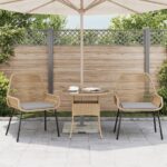 vidaXL Záhradné kreslá 2 ks s vankúšmi hnedé polyratan – Obrázok 3