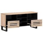 vidaXL TV skrinka 100x34x46 cm, mangový masív – Obrázok 3