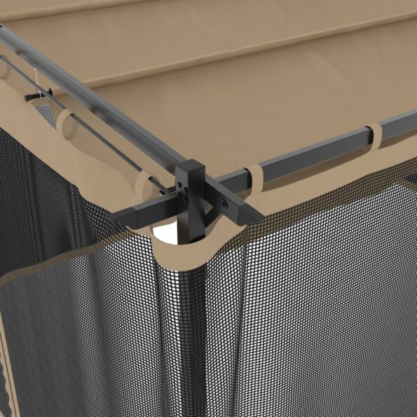 vidaXL Altánok so sieťovinovými stenami sivohnedý 4x3 m oceľ – Obrázok 7