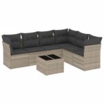 vidaXL 7-dielna záhradná súprava pohoviek s vankúšmi svetlosivá – Obrázok 2