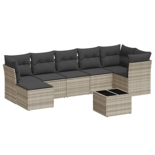 vidaXL 8-dielna záhradná súprava pohoviek s vankúšmi svetlosivá – Obrázok 2