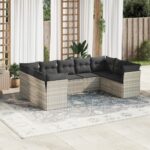 vidaXL 9-dielna záhradná súprava pohoviek s vankúšmi svetlosivá