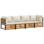 vidaXL 4-dielna záhradná sedacia súprava s vankúšmi akáciový masív – Obrázok 2