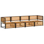 vidaXL 4-dielna záhradná sedacia súprava s vankúšmi akáciový masív – Obrázok 3