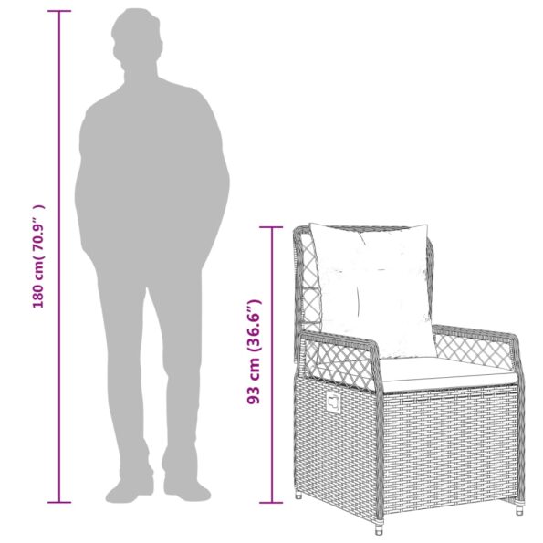 vidaXL Záhradné sklápacie stoličky 2 ks béžové polyratan – Obrázok 12