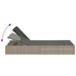 vidaXL Dvojité ležadlo s podložkami bledosivé polyratan – Obrázok 6