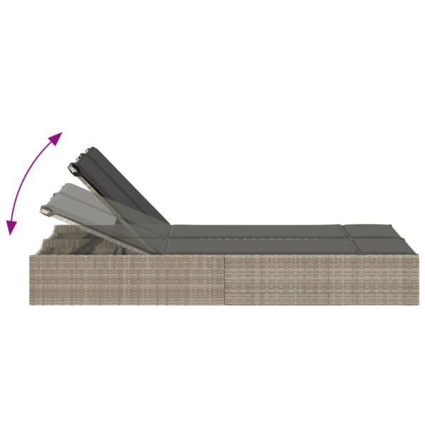 vidaXL Dvojité ležadlo s podložkami bledosivé polyratan – Obrázok 6