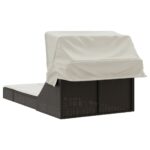 vidaXL Dvojité ležadlo so strieškou a podložkami, hnedé, polyratan – Obrázok 5