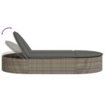 vidaXL Dvojité ležadlo s podložkami sivé polyratan – Obrázok 6