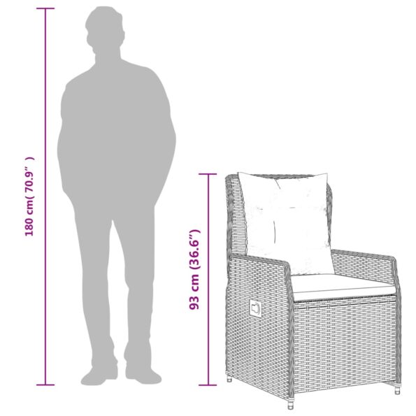 vidaXL Záhradné sklápacie stoličky 2 ks béžové polyratan – Obrázok 11