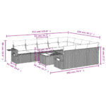 vidaXL 11-dielna záhradná sedacia súprava s vankúšmi polyratanová sivá – Obrázok 9