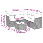 vidaXL 6-dielna záhradná sedacia súprava s podložkami svetlosivá – Obrázok 3