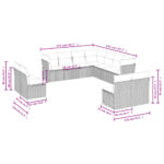 vidaXL 11-dielna záhradná sedacia súprava s vankúšmi polyratanová sivá – Obrázok 3