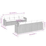 vidaXL 9-dielna záhradná súprava pohoviek s vankúšmi svetlosivá – Obrázok 3