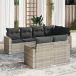 vidaXL 7-dielna záhradná súprava pohoviek s vankúšmi svetlosivá