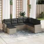 vidaXL 7-dielna záhradná súprava pohoviek s vankúšmi svetlosivá