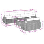 vidaXL 9-dielna záhradná súprava pohoviek s vankúšmi svetlosivá – Obrázok 3