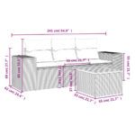 vidaXL 4-dielna záhradná sedacia súprava s podložkami čierna polyratan – Obrázok 3
