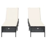 vidaXL Záhradné ležadlá s vankúšmi 2 ks čierne polyratan – Obrázok 5