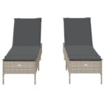 vidaXL Záhradné ležadlá s vankúšmi 2 ks bledosivé polyratan – Obrázok 5