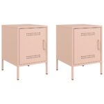 vidaXL Nočné stolíky 2 ks ružové 36x39x50,5 cm oceľ – Obrázok 2
