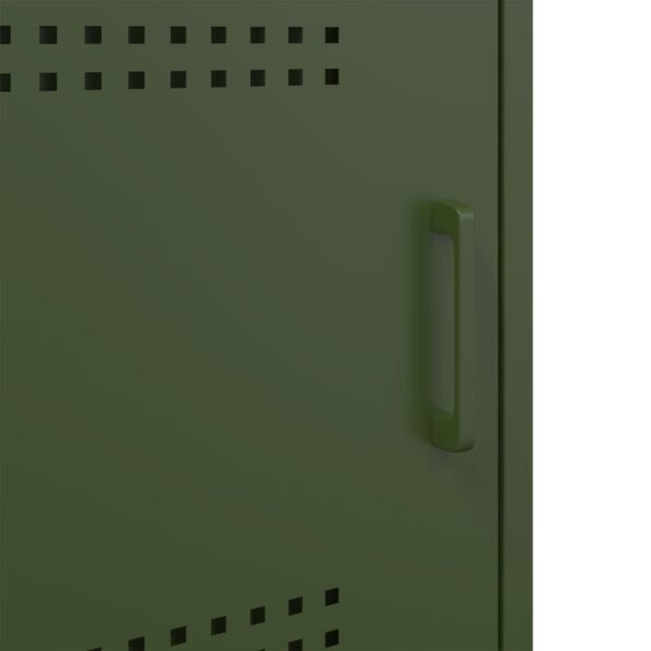 vidaXL Nočný stolík olivovozelený 36x39x50,5 cm oceľ – Obrázok 12