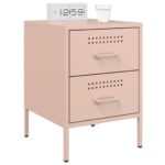 vidaXL Nočné stolíky 2 ks ružové 36x39x50,5 cm oceľ – Obrázok 3