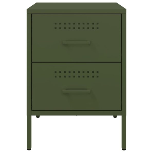 vidaXL Nočné stolíky 2 ks olivovozelené 36x39x50,5 cm oceľ – Obrázok 6