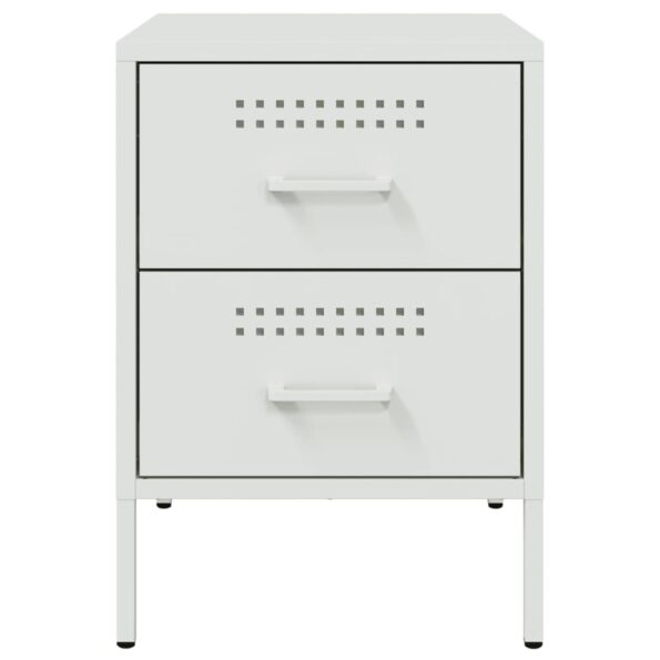 vidaXL Nočný stolík biely 36x39x50,5 cm oceľ – Obrázok 6