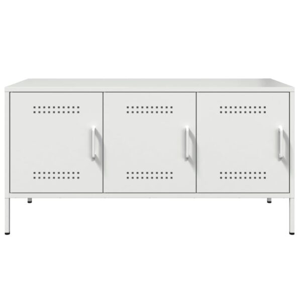 vidaXL TV skrinka biela 100,5x39x50,5 cm oceľ – Obrázok 6