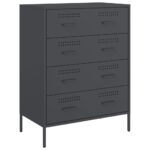 vidaXL Komoda antracitová 68x39x89 cm oceľ – Obrázok 2
