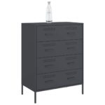 vidaXL Komoda antracitová 68x39x89 cm oceľ – Obrázok 4