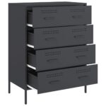 vidaXL Komoda antracitová 68x39x89 cm oceľ – Obrázok 9