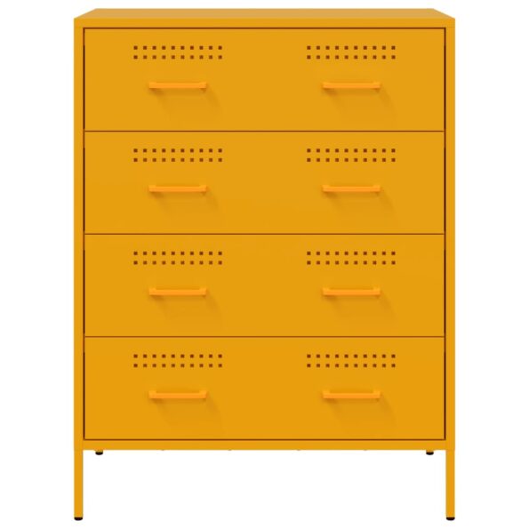 vidaXL Komoda horčicovožltá 68x39x89 cm oceľ – Obrázok 6