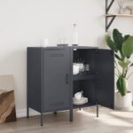 vidaXL Komody 2ks antracitové 36x39x79 cm oceľ valcovaná za studena – Obrázok 3