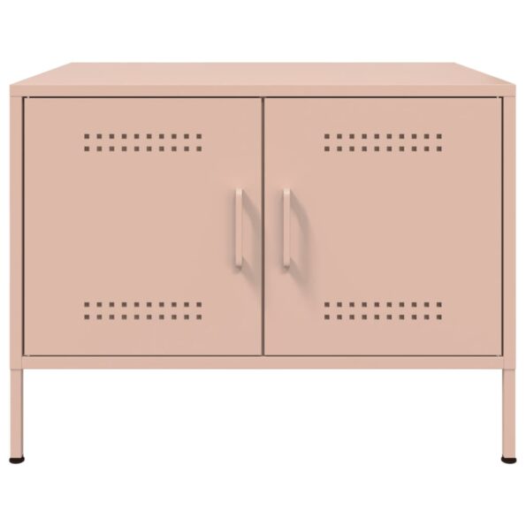 vidaXL Konferenčný stolík ružový 68x50x50,5 cm oceľ valc. za studena – Obrázok 5