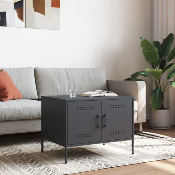 vidaXL Konferenčný stolík antracit 68x50x50,5 cm oceľ – Obrázok 2