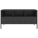 vidaXL TV skrinka čierna 100,5x39x50,5 cm oceľ valcovaná za studena – Obrázok 6