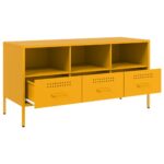 vidaXL TV skrinka horčicovožltá 100,5x39x50,5 cm oceľ valc. za studena – Obrázok 9