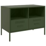 vidaXL TV skrinka olivovozelená 68x39x50,5 cm oceľ – Obrázok 2