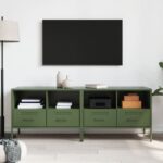 vidaXL TV skrinky 2 ks olivové 36x39x50,5 cm oceľ valcov. za studena – Obrázok 3