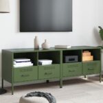 vidaXL TV skrinky 2 ks olivové 36x39x50,5 cm oceľ valcov. za studena