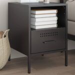 vidaXL Nočný stolík čierny 36x39x50,5 cm oceľ valcovaná za studena