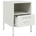 vidaXL Nočný stolík biely 36x39x50,5 cm oceľ valcovaná za studena – Obrázok 9