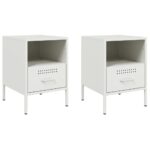 vidaXL Nočné stolíky 2ks biele 36x39x50,5 cm oceľ valcovaná za studena – Obrázok 2