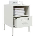 vidaXL Nočné stolíky 2ks biele 36x39x50,5 cm oceľ valcovaná za studena – Obrázok 4