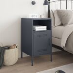 vidaXL Nočný stolík antracitový 36x39x68 cm oceľ – Obrázok 3