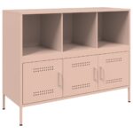 vidaXL Komoda ružová 100,5x39x79 cm oceľ – Obrázok 2